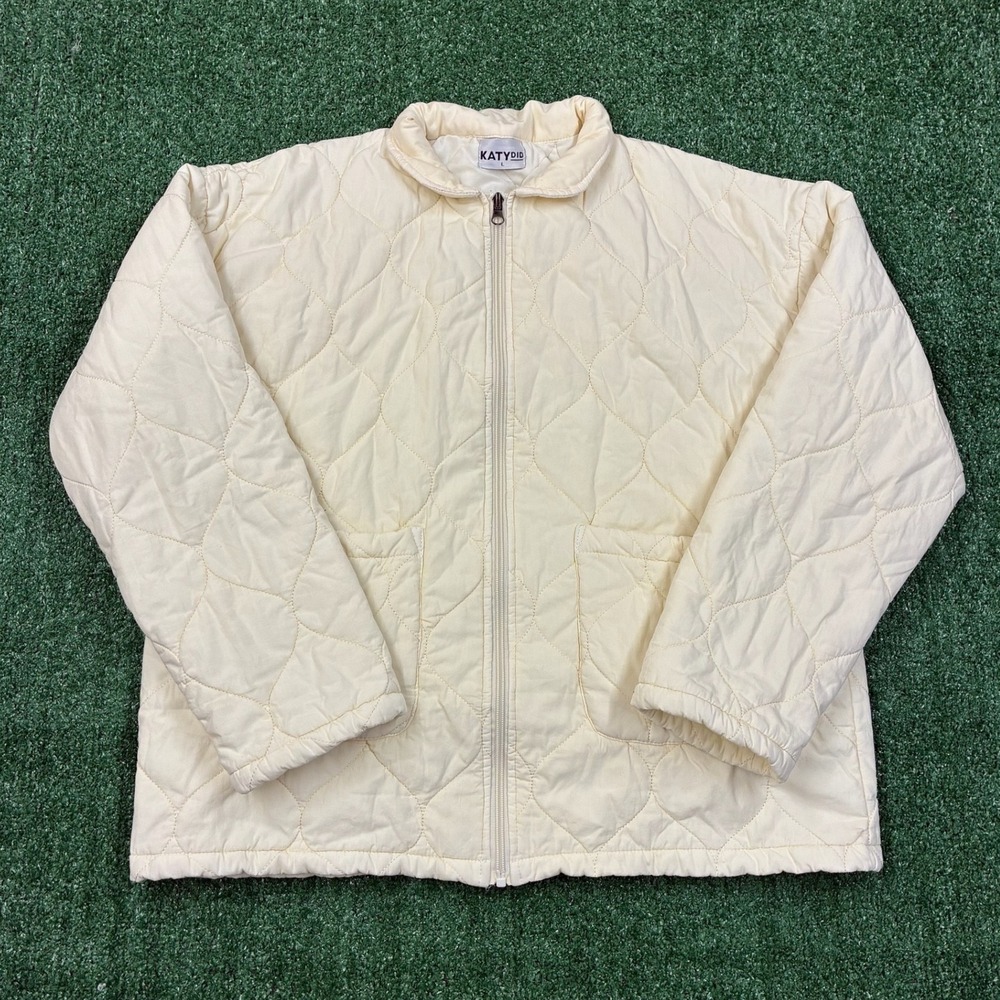 Y2K‎ Katydid Quilted Cream Zip Up Puffer Jacket